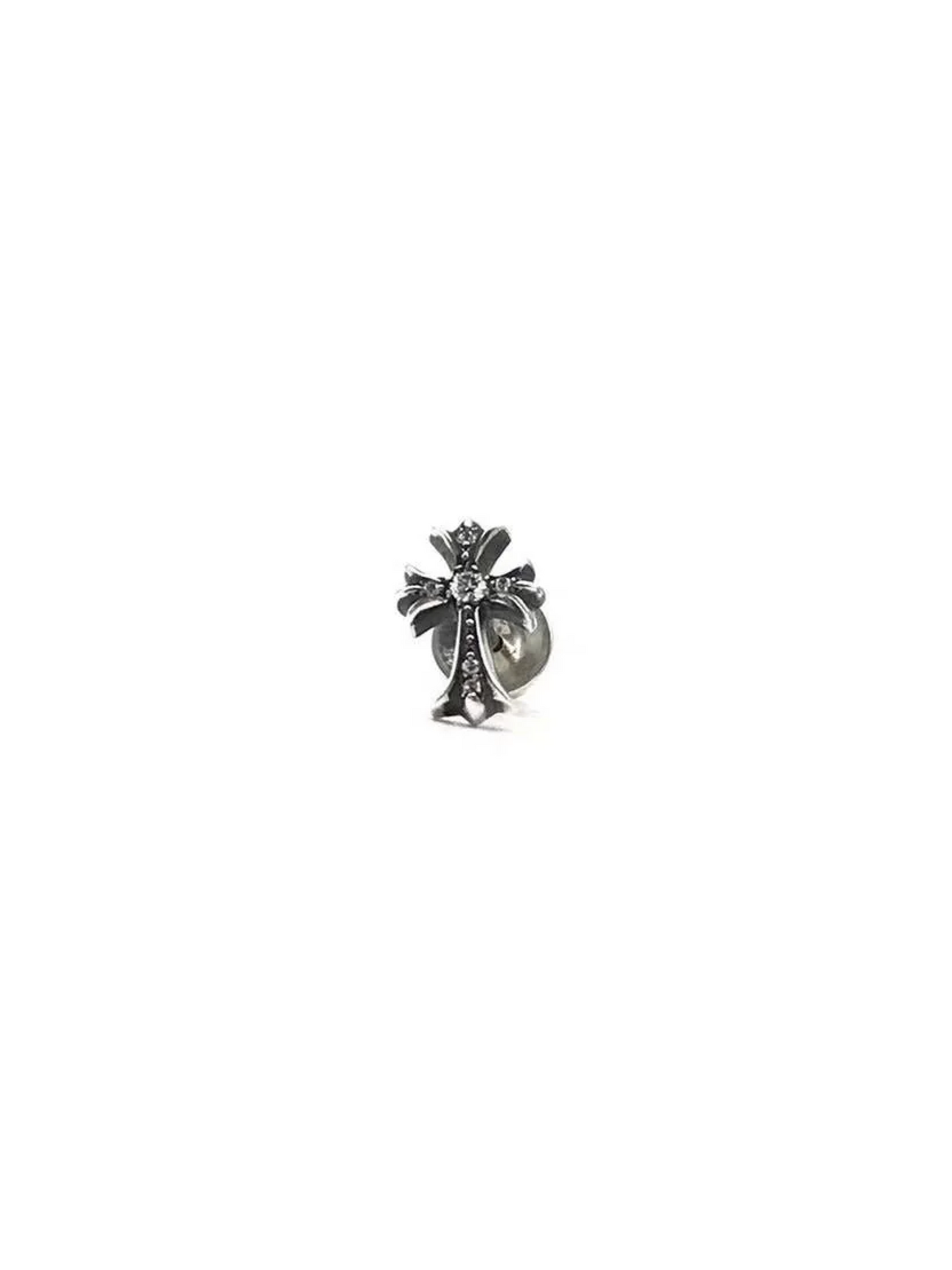 Chrome Hearts Silver Baby Fat Ear Stud with Diamonds