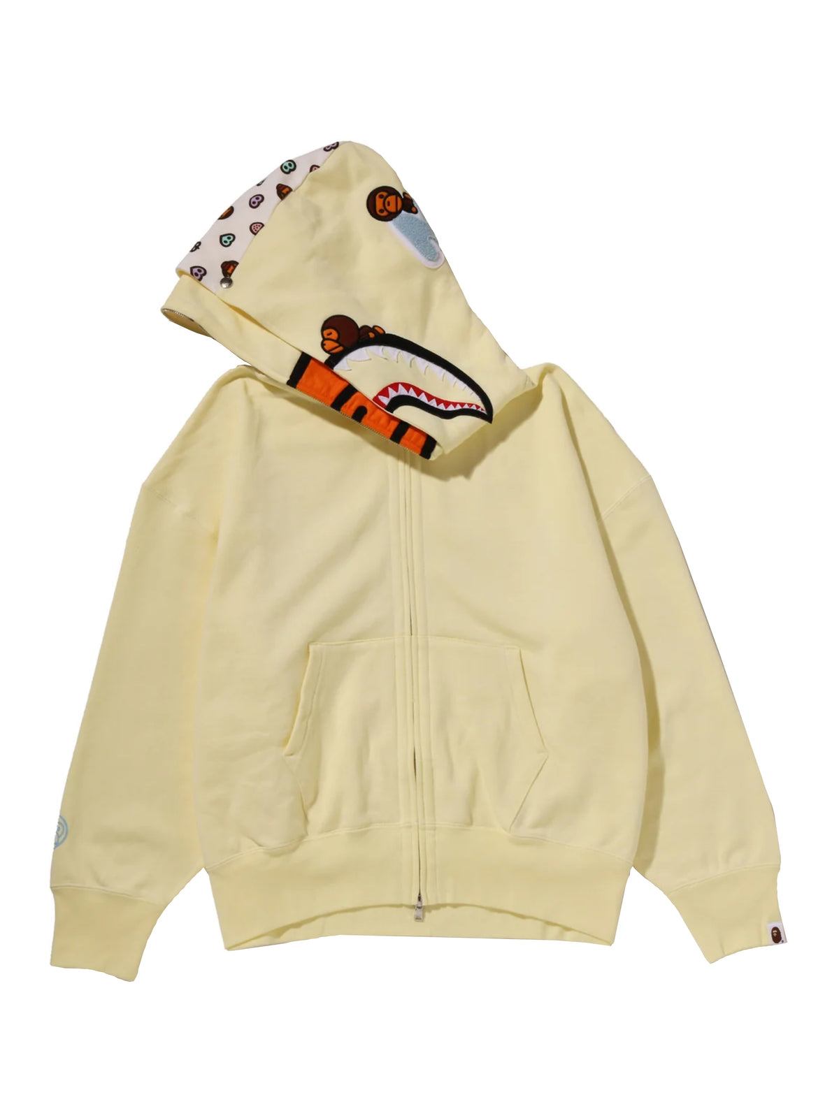 Bape Milo Shark Oversized Full Zip Double Hoodie Yellow