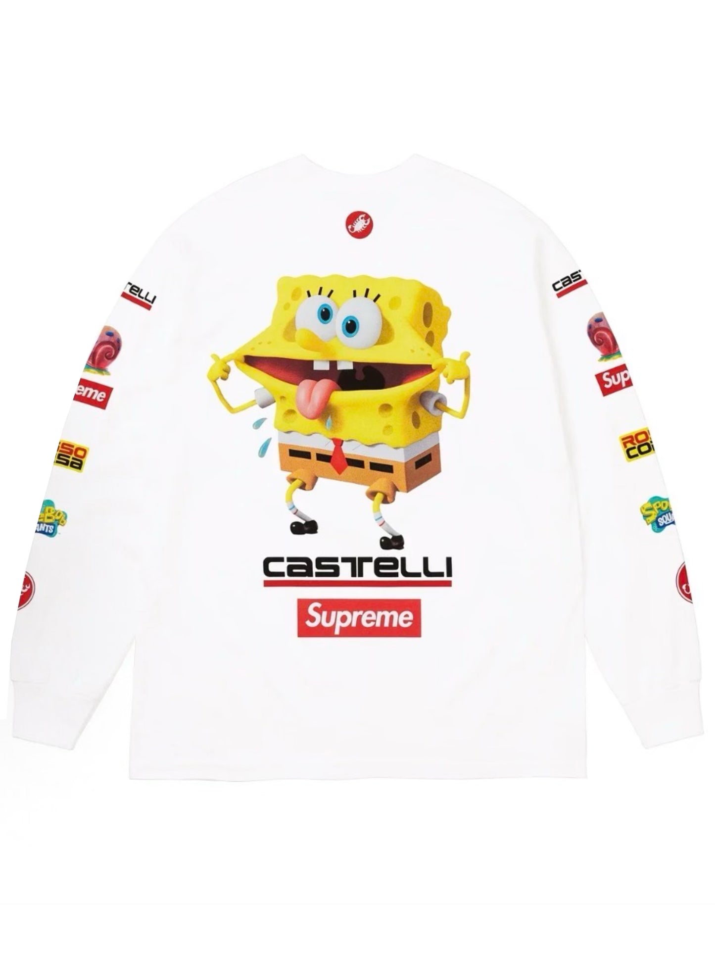 Supreme Spongebob Castelli Racing Long Sleeve LS Tee White