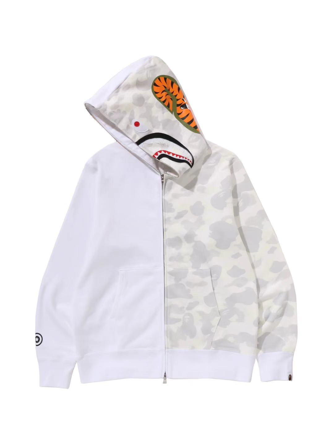 Bape City Camo Tiger Shark Full Zip Hoodie White