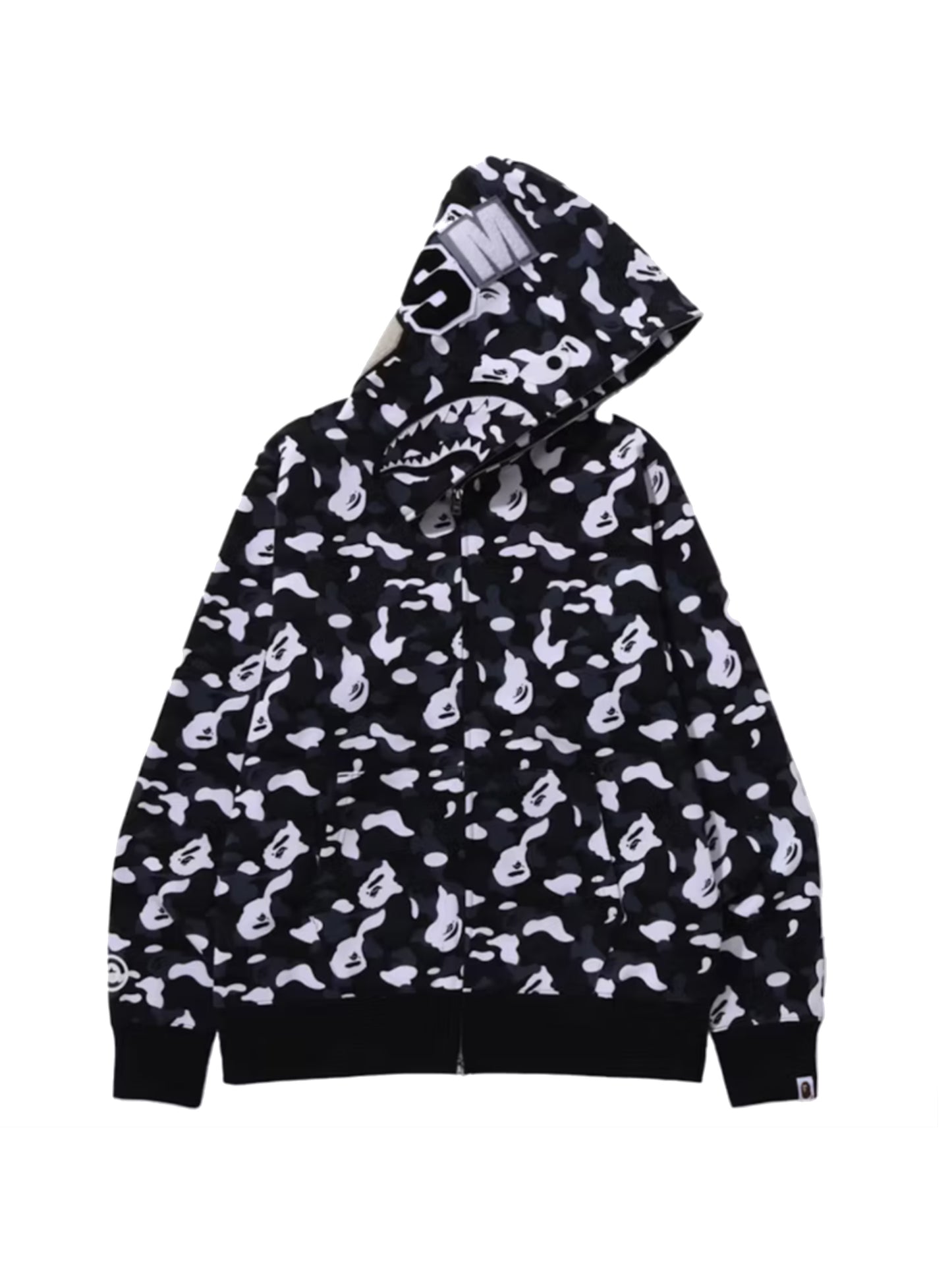 Bape x DSM Camo Shark Full Zip Hoodie Black