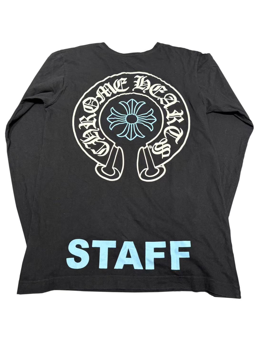 Chrome Hearts Baby Blue Staff Exclusive Horseshoe Logo Back LS Tee Black M C119017587-Used