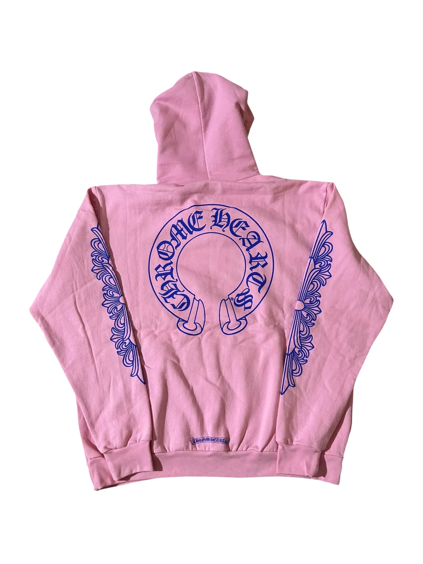 Chrome Hearts Blue Floral Sleeve Horseshoe Logo Back Hoodie Pink