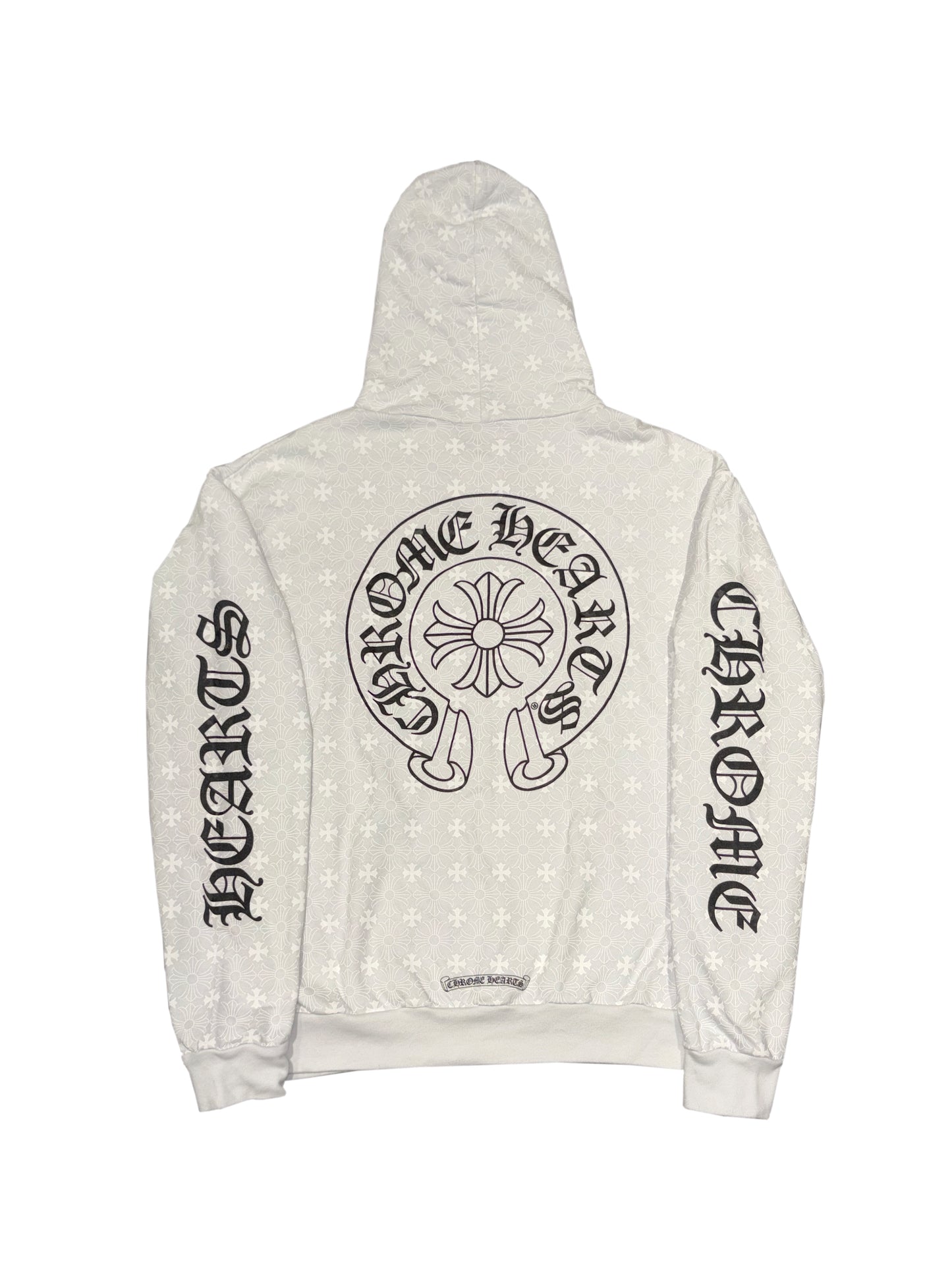 Chrome Hearts Vertical Logo Full Graphic Printed Hoodie White M C119059963-Used