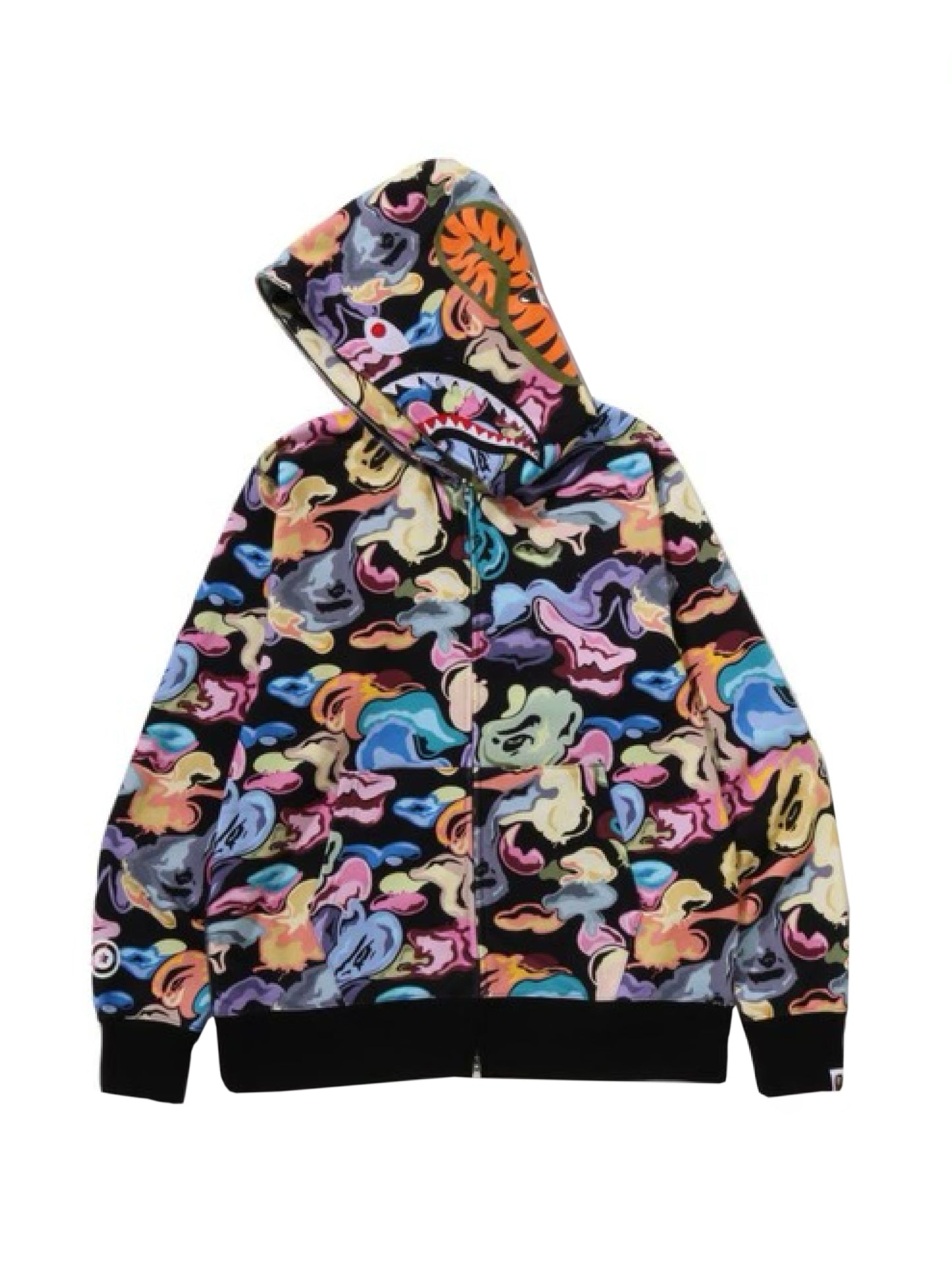 Bape Art Camo Shark Full Zip Hoodie Black