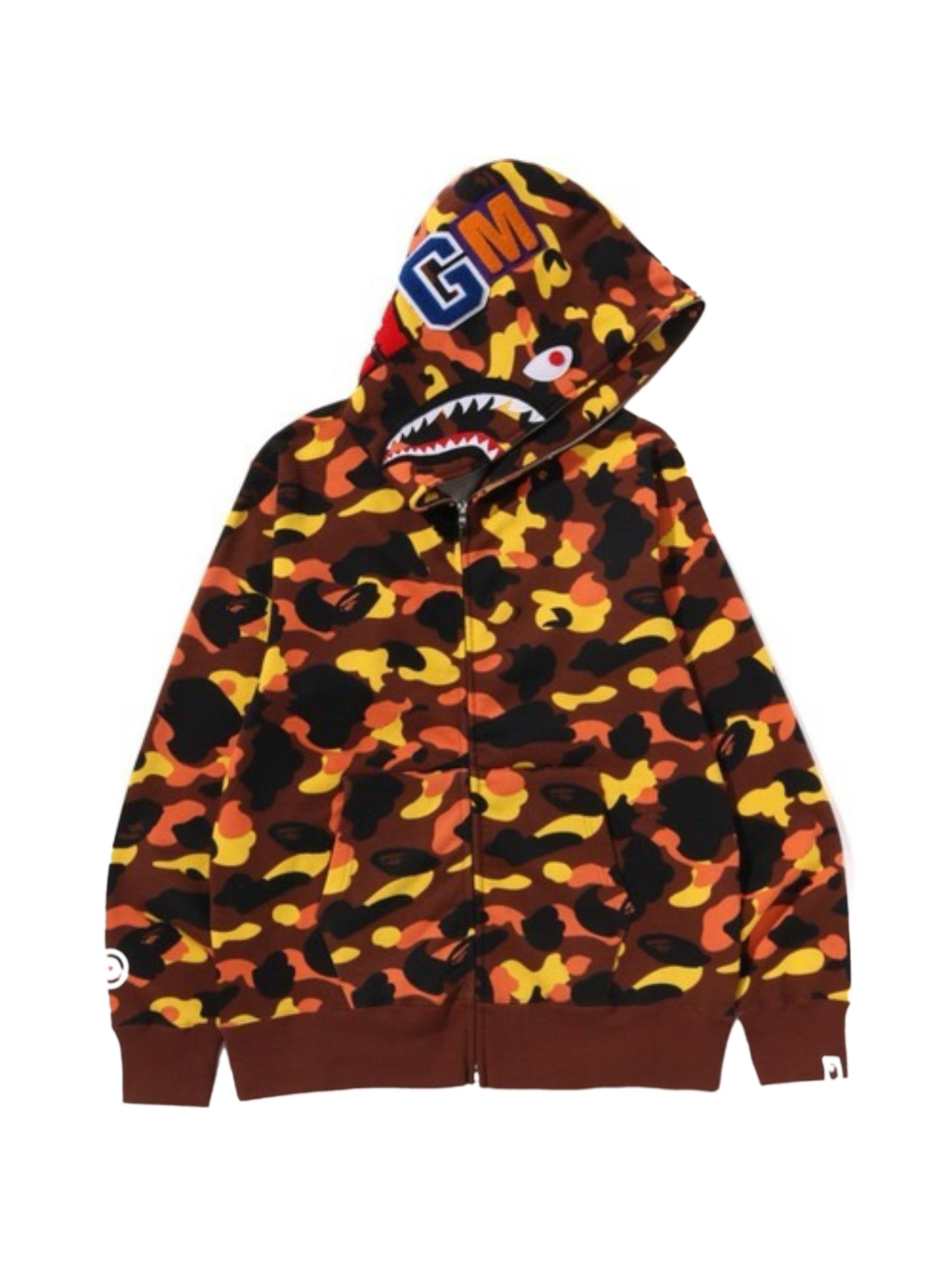 Bape 1st Camo Shark Full Zip Hoodie Orange