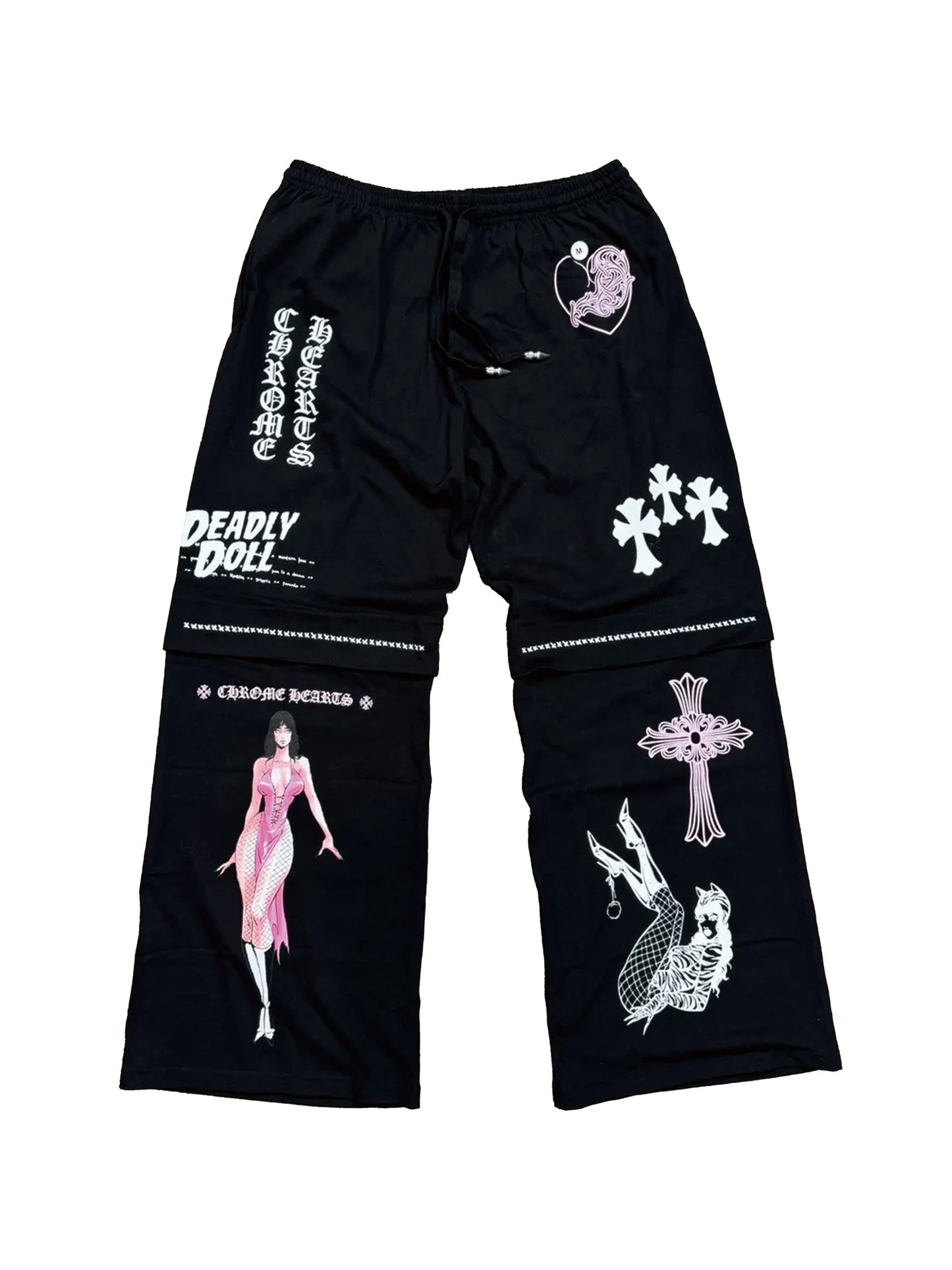 Chrome Hearts Deadly Doll Comic Loose Pants Balck 2.0