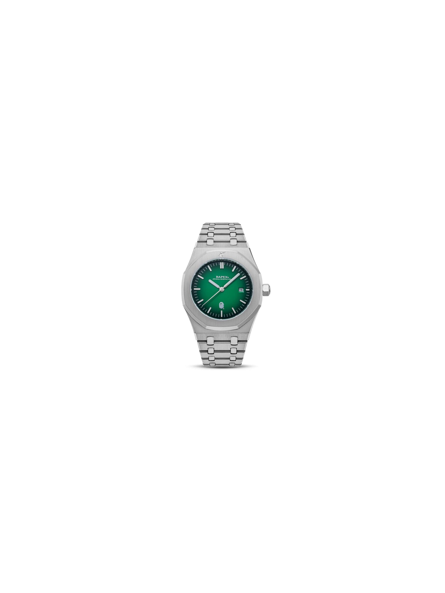 Bape Men Watches Type 9 BAPEX Silver Green