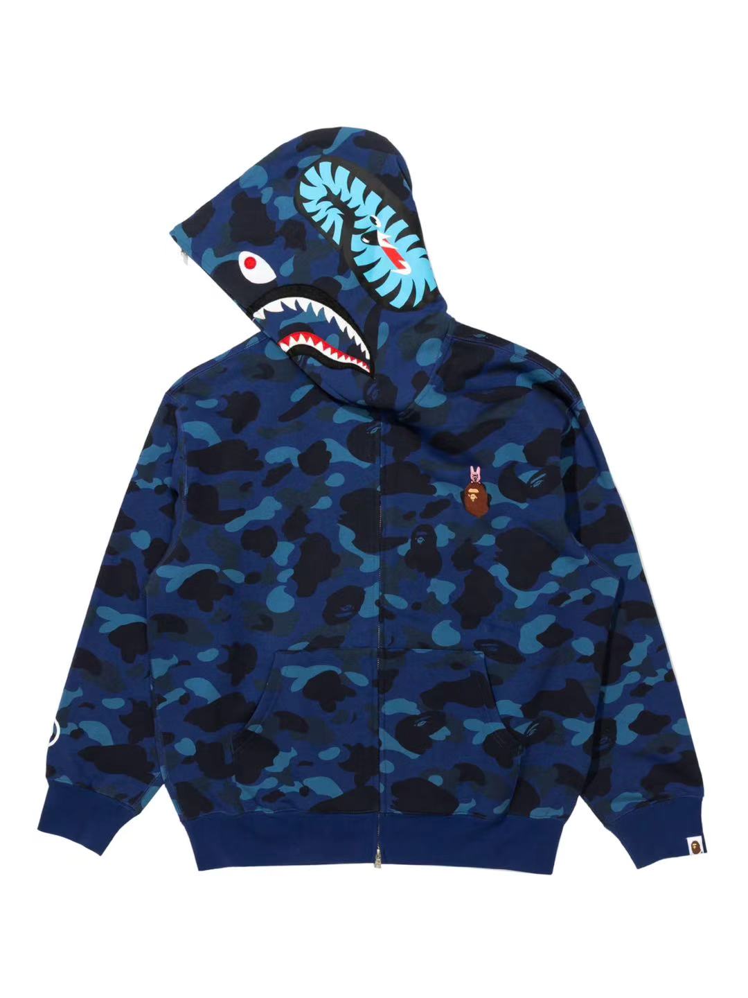 Bape x Straykids Dwaekki Shark Full Zip Hoodie Navy