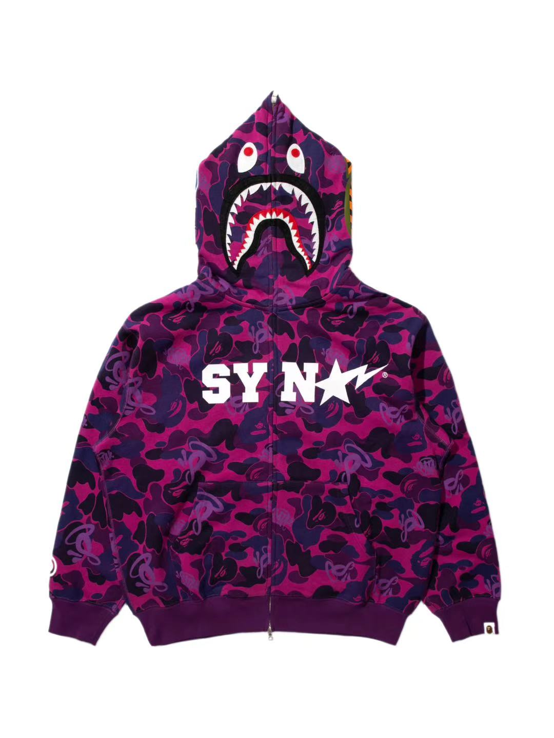 Bape x Spotify x SYNA By Central Cee Shark Full Zip Hoodie Purple