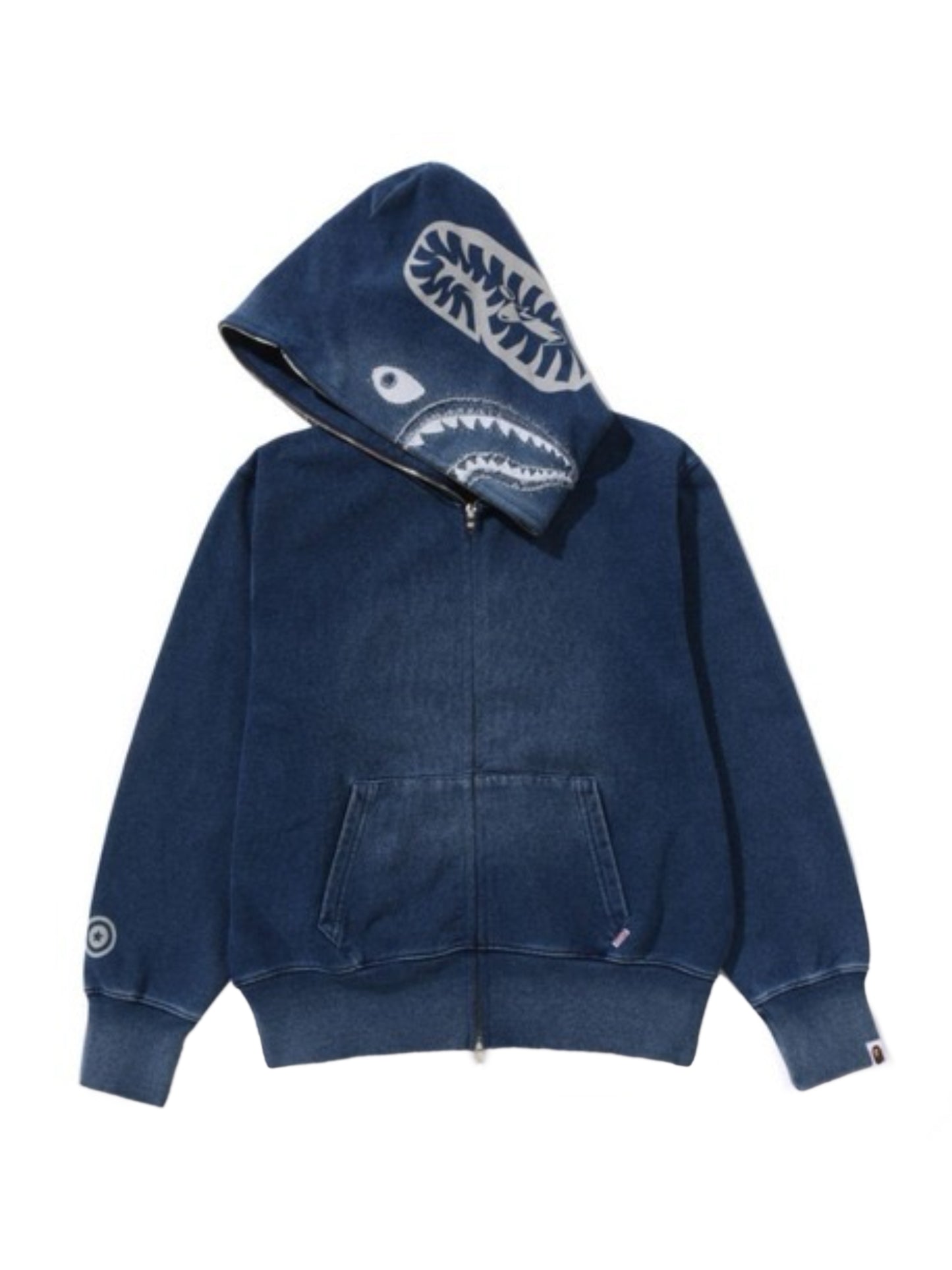 Bape Indigo Shark Full Zip Hoodie Ladies