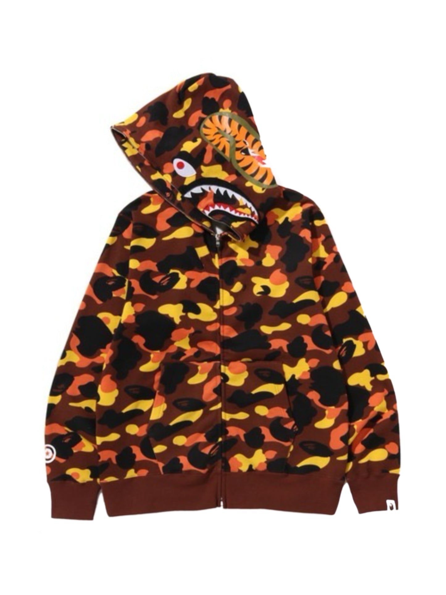 Bape 1st Camo Shark Full Zip Hoodie Orange