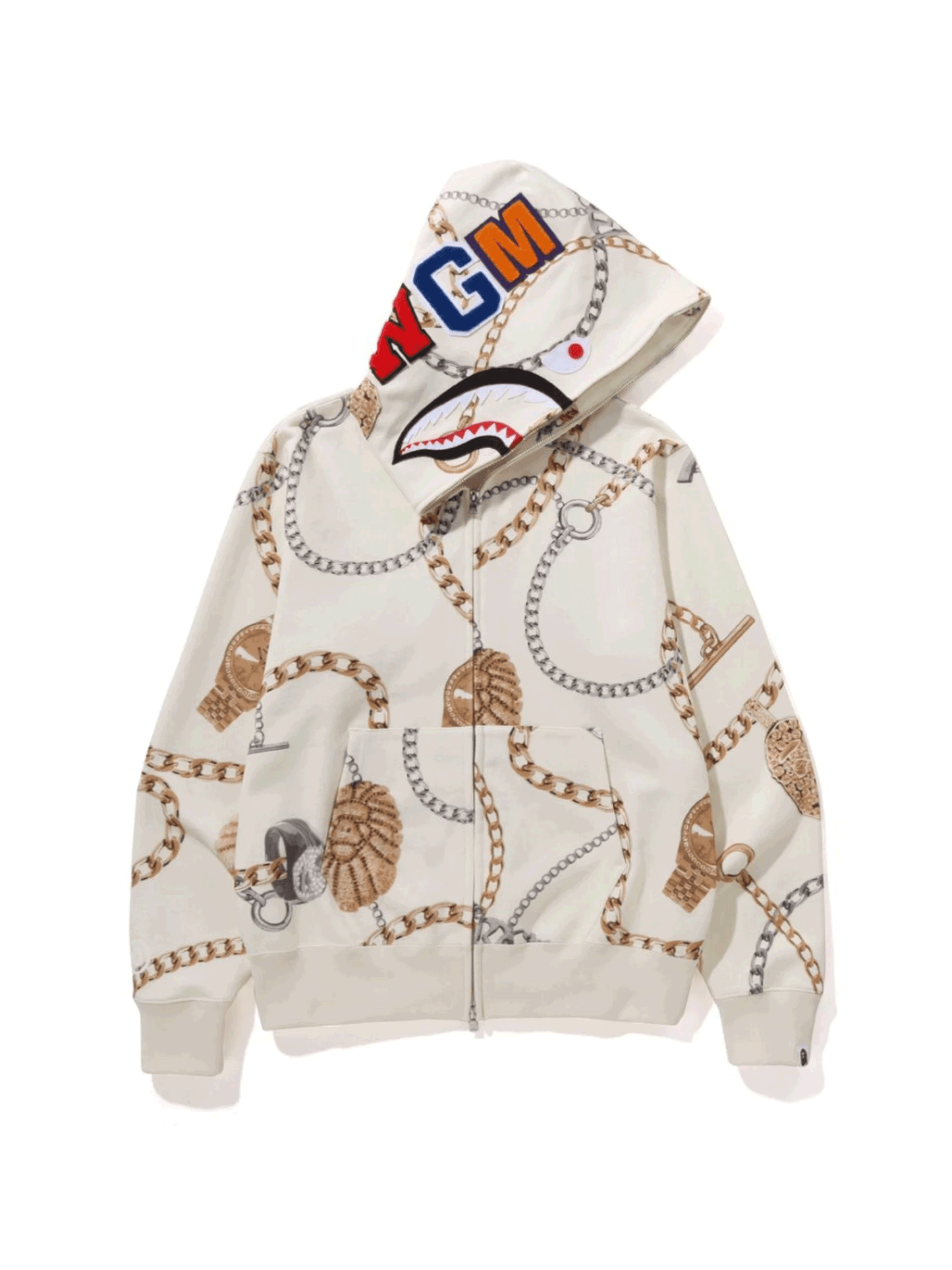 A BATHING APE BAPE Jewels Shark Full Zip Hoodie White