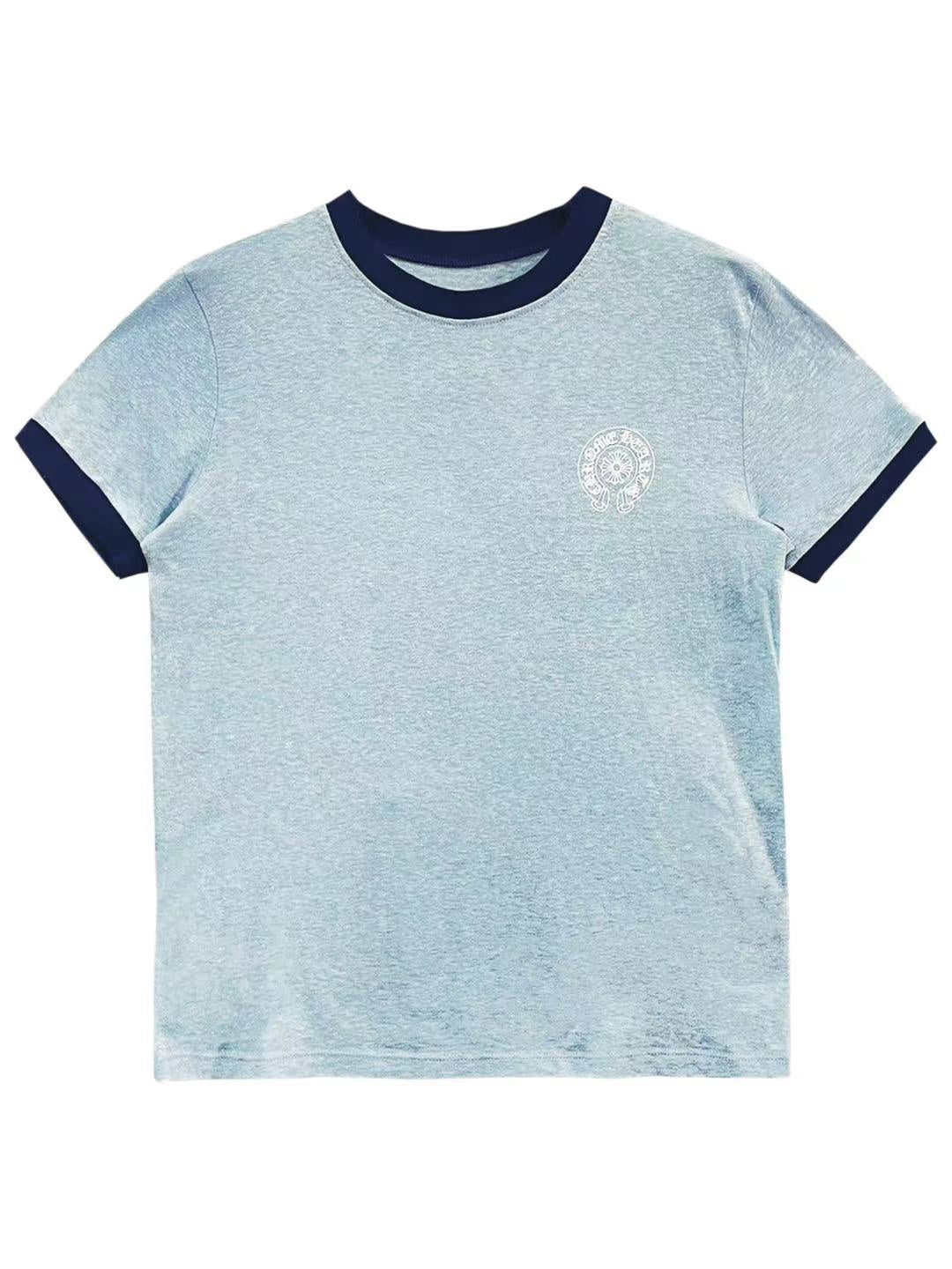 Chrome Hearts Horseshoe Logo Baby Blue Short Sleeve Tee