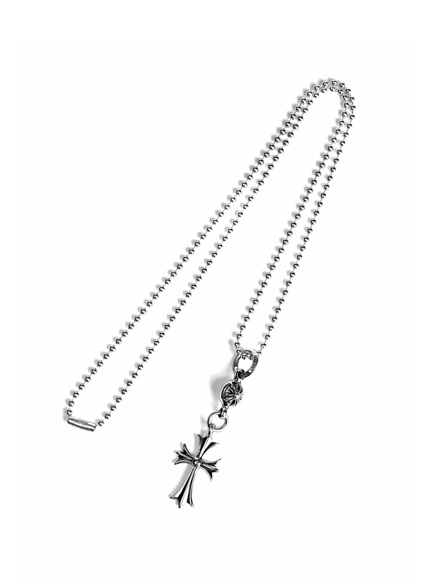 Chrome Hearts Tiny Cross With One Ball Charm With Ball Chain Necklace
