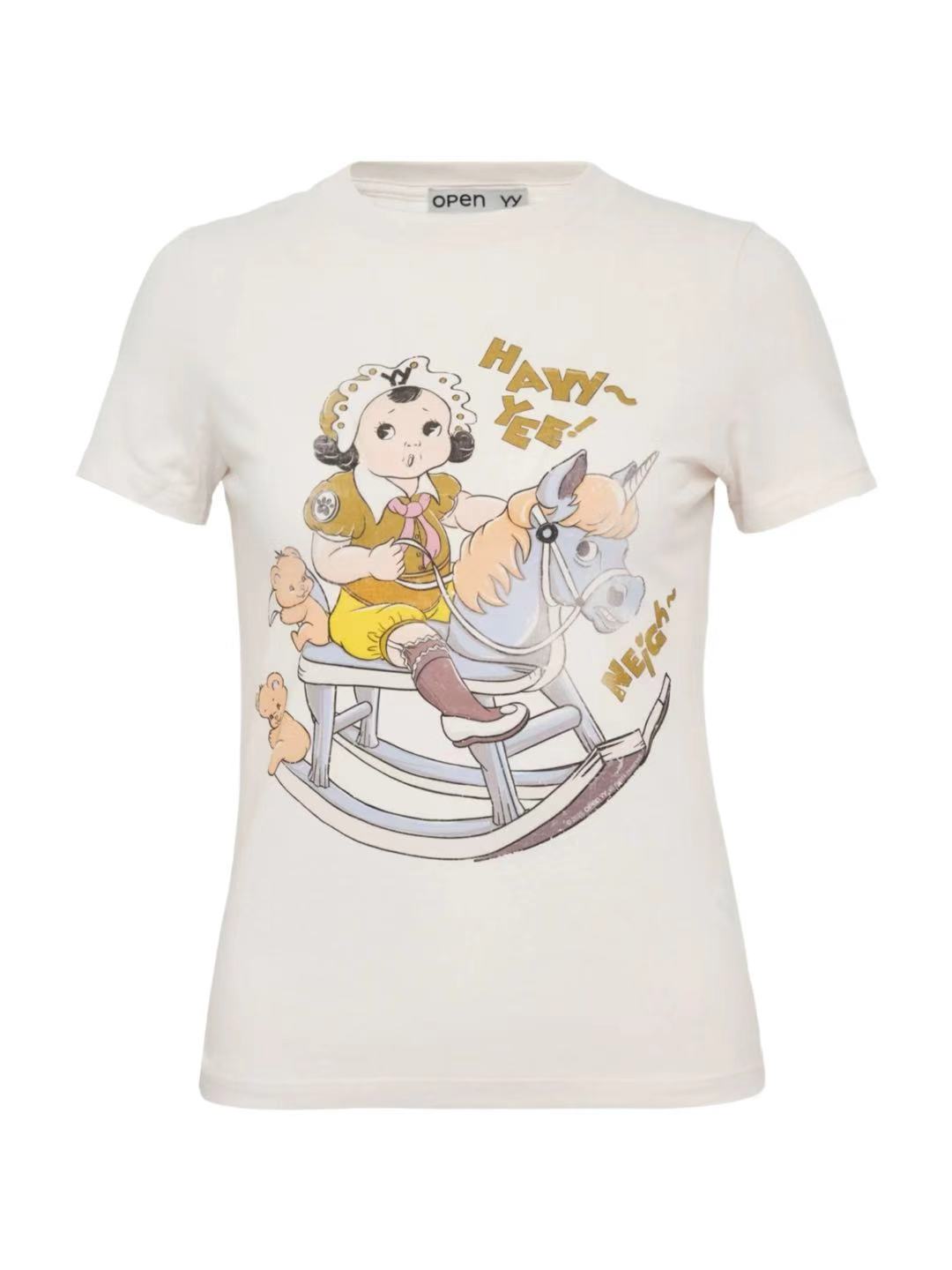 OPEN Yy Rocking Baby Tee Cream