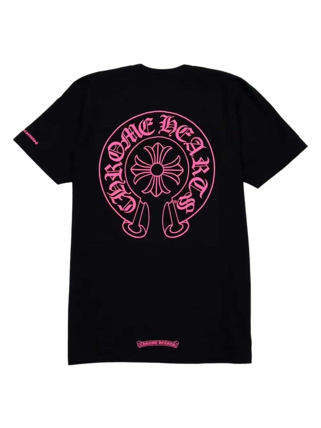 Chrome Hearts Pink Horseshoe Logo Pocket Tee Black