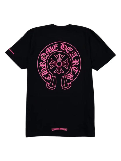 Chrome Hearts Pink Horseshoe Logo Pocket Tee Black