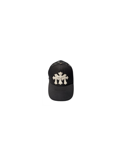 Chrome Hearts Triple White Cross Patch Baseball Cap Black C118487460-Used