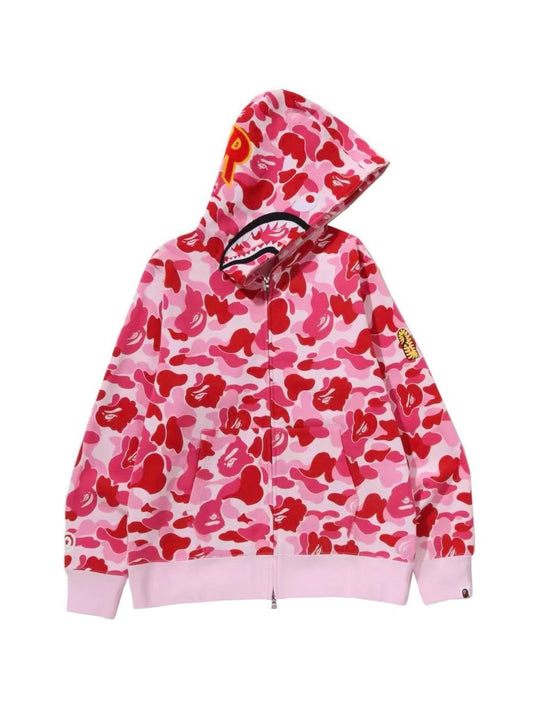 Bape Abc Camo 2nd Shark Full Zip Hoodie Pink