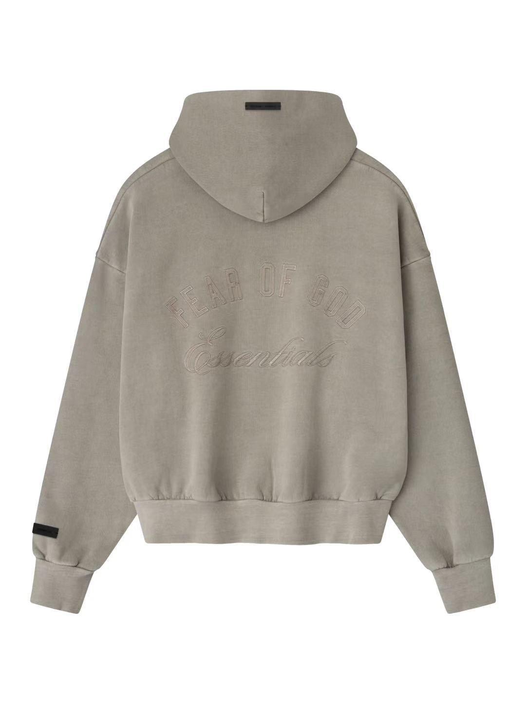 Essentials 25 Holiday Embroidered Classic Full Zip Hoodie Smoke Grey
