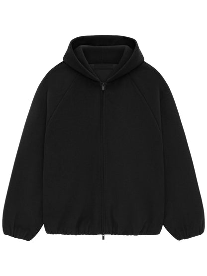 Essentials 25Ss Brushed Hooded Bomber Black