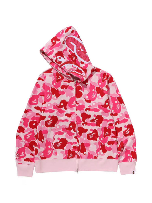 Bape ABC Dot Camo Shark Full Zip Hoodie Pink