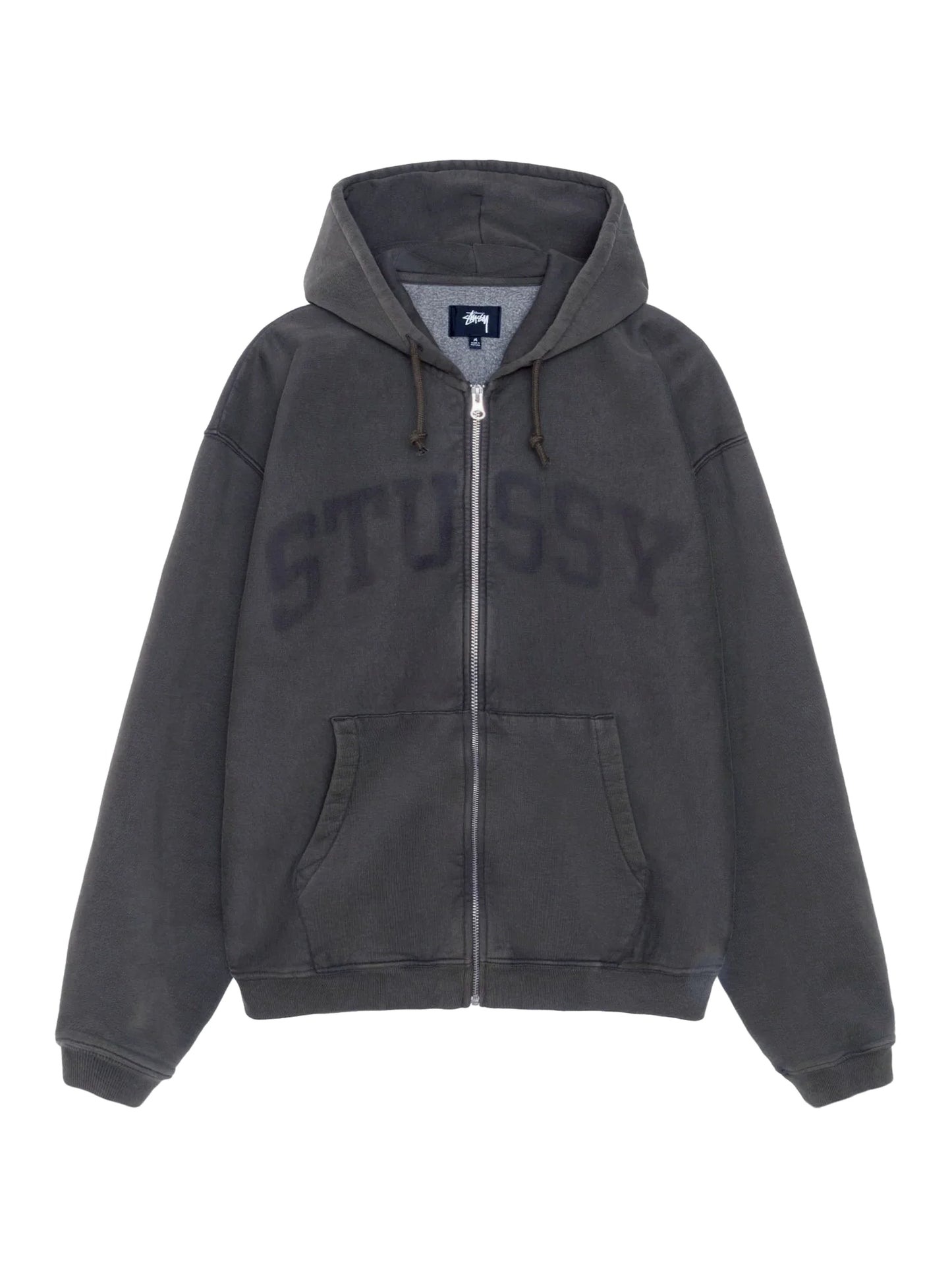 Stussy Faded Graphic Zip Hoodie Washed Black