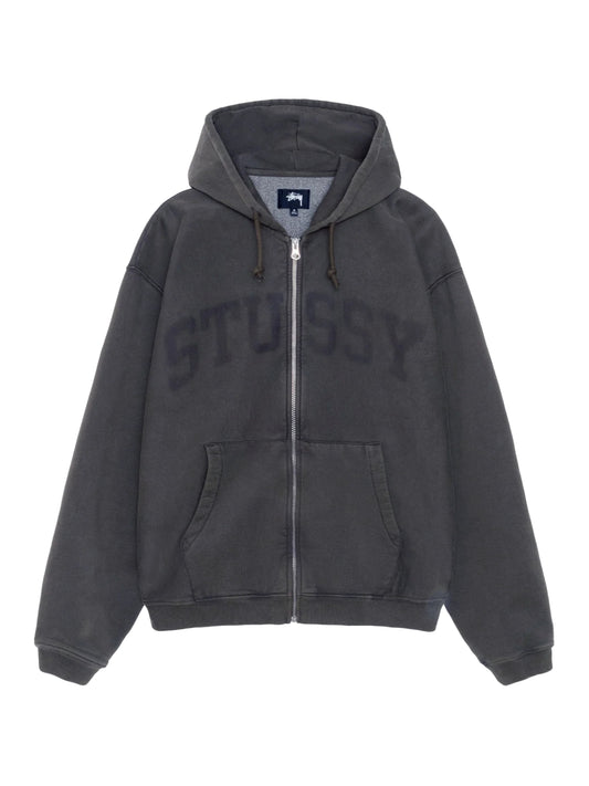 Stussy Faded Graphic Zip Hoodie Washed Black