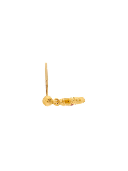 Chrome Hearts 22K Gold Tiny E Plus with Pink Sapphire Drop Earring
