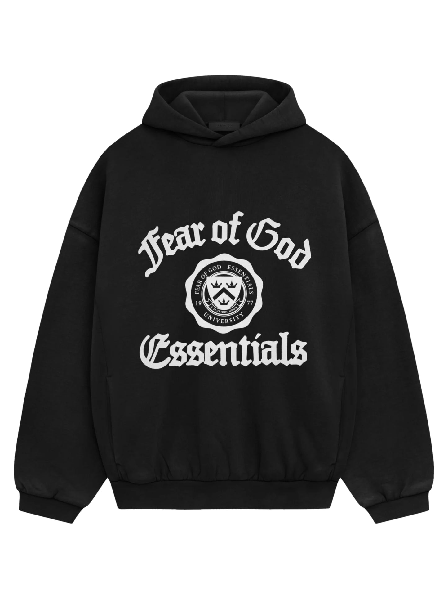 Essentials 25Ss Heavy Fleece Vintage Shrunken Hoodie Black