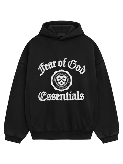 Essentials 25Ss Heavy Fleece Vintage Shrunken Hoodie Black