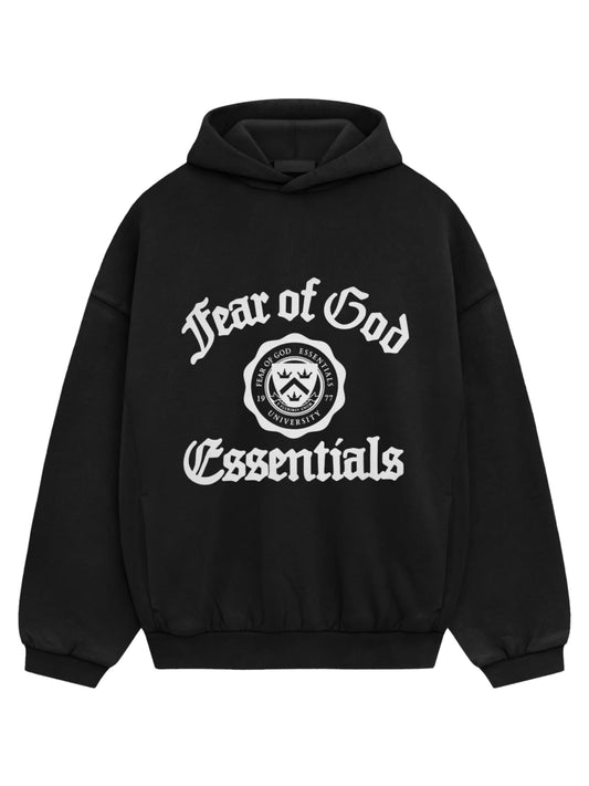 Essentials 25Ss Heavy Fleece Vintage Shrunken Hoodie Black
