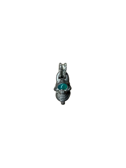 Stoplight Starlingear Vintage Japanese One Eyed Skull Sterling Silver Pendant Green Eye