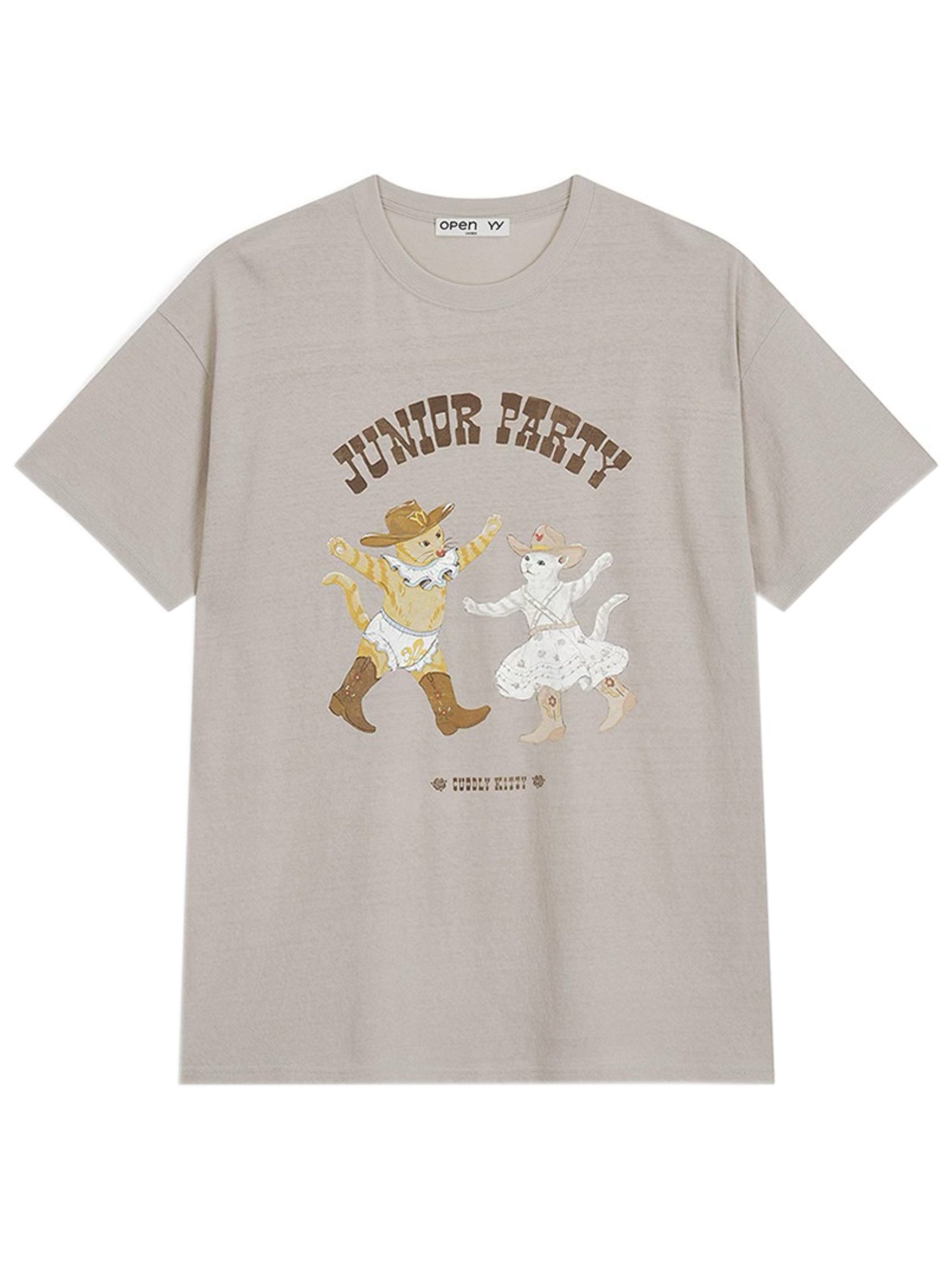 OPEN Yy Pet Club Kitty Party Tee Beige