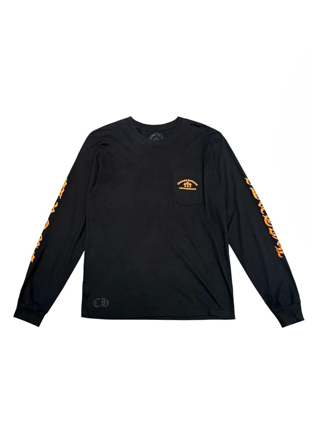 Chrome Hearts Hollywood Orange Triple Cross Back LS Tee Black Size L C118445899-Used