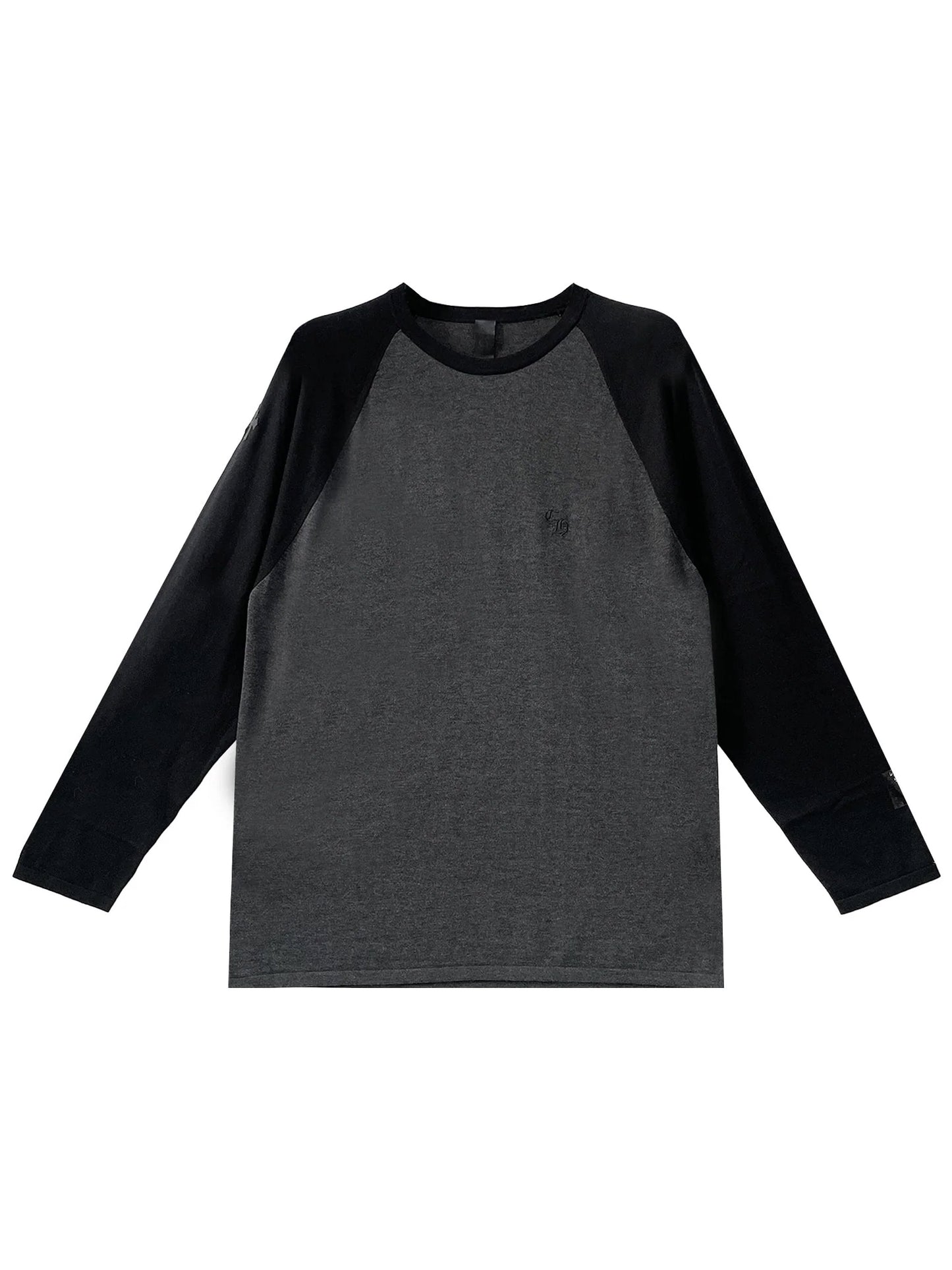 Chrome Hearts Mixed Emotions CH Logo Embroidered Triple Cross Patched on Sleeve Raglan Two Tone Knit LS Sleeve Dark Grey