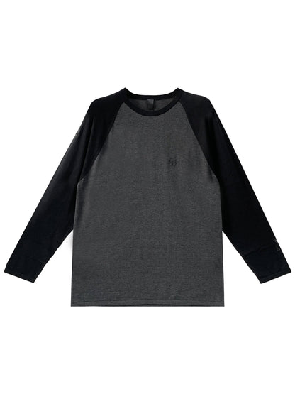 Chrome Hearts Mixed Emotions CH Logo Embroidered Triple Cross Patched on Sleeve Raglan Two Tone Knit LS Sleeve Dark Grey