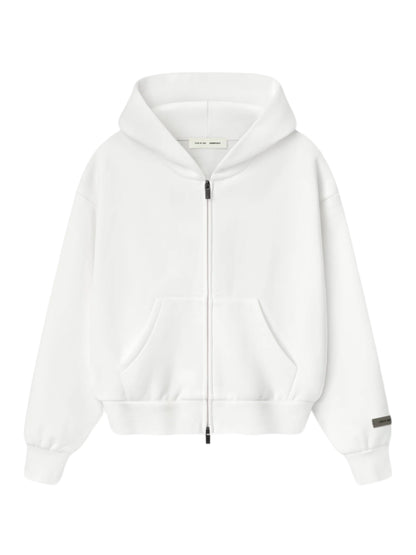 Essentials 25FW Womens Classic Fit Fleece Zip-Up Hoodie Cloud White