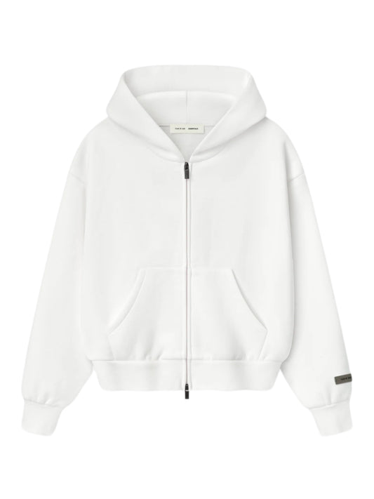 Essentials 25FW Womens Classic Fit Fleece Zip-Up Hoodie Cloud White