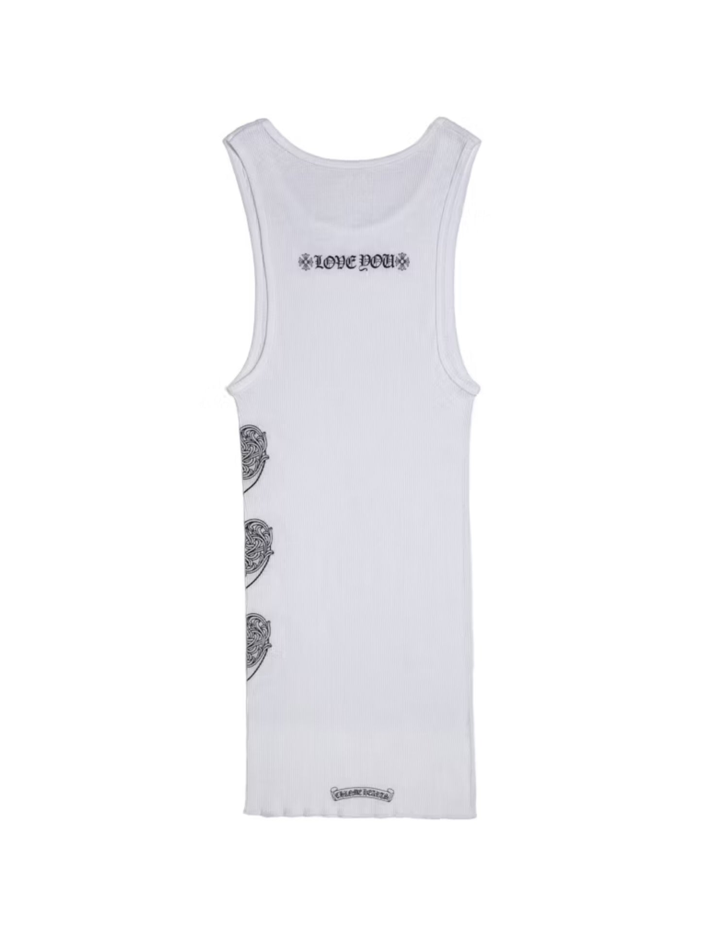 Chrome Hearts Black Heart Printed Love You Rib Tank Top White