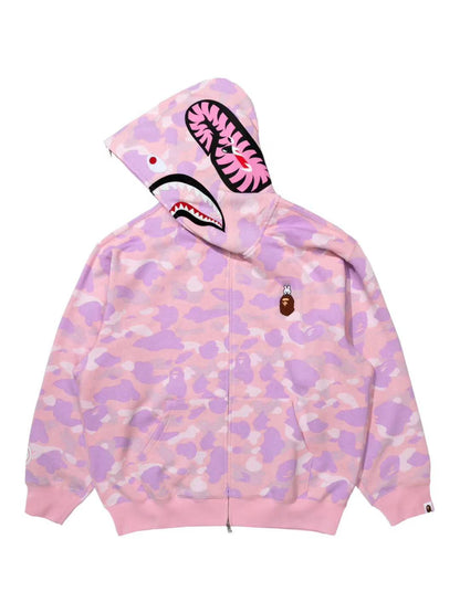 Bape x Straykids Leebit Shark Full Zip Hoodie Pink