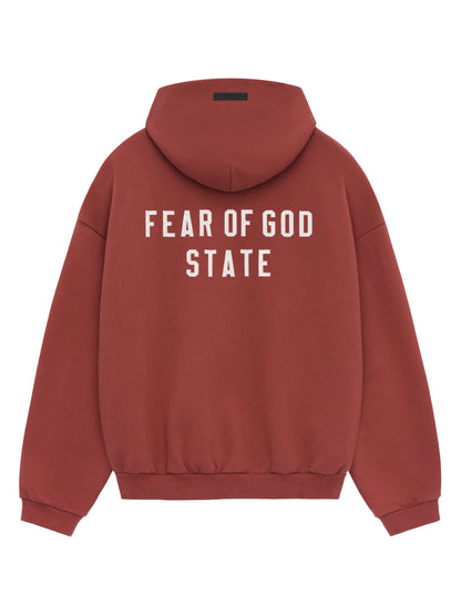 Essentials 24Fw Heavy Fleece Full Zip Hoodie Crimson