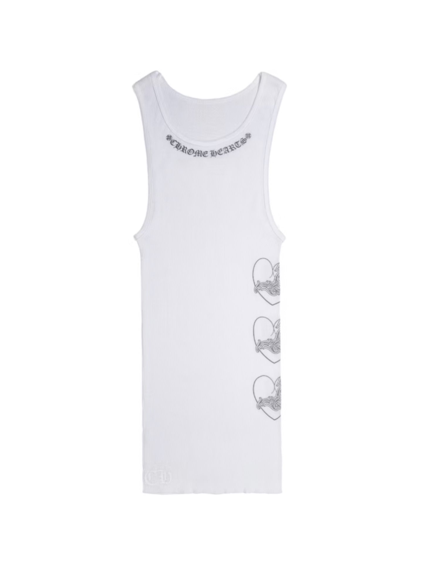Chrome Hearts Black Heart Printed Love You Rib Tank Top White