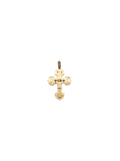 Chrome Hearts 22K Gold Tiny Filigree Cross with Pink Sapphire Pendant