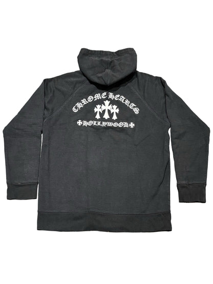 Chrome Hearts Triple Cross Embroidery Hollywood Back Zip Hoodie Black XL C118311464-Used