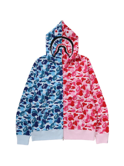 Bape Abc Camo Separate Shark Full Zip Hoodie Blue Pink