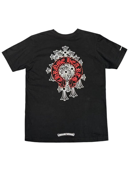 Chrome Hearts Red Horseshoe Cemetery Cross Pocket Tee Black Size M C118468380-Used