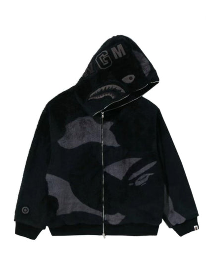 Bape Color Camo Shark Full Zip Sherpa Jacket Black