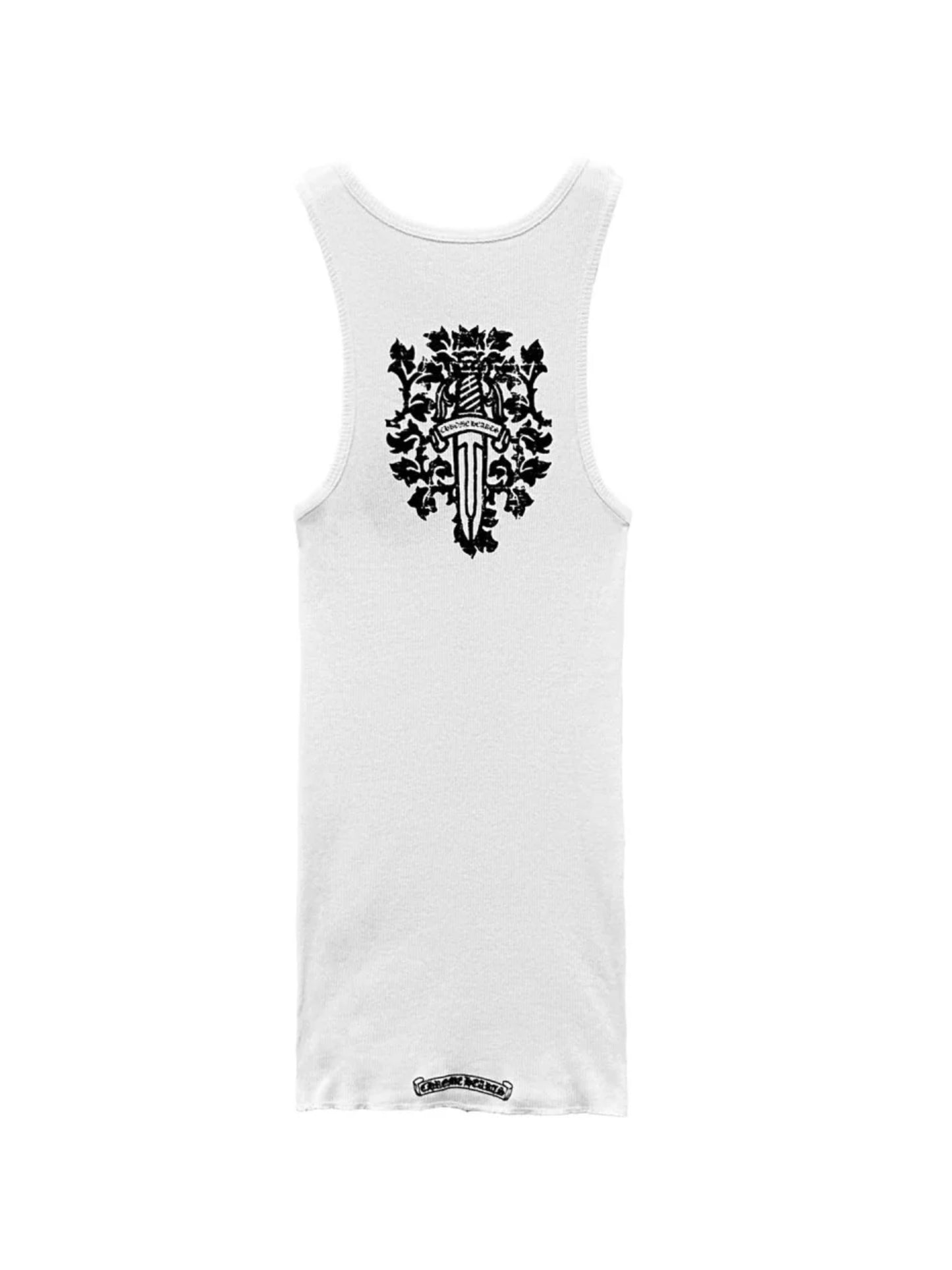 Chrome Hearts Black Dagger Logo Tank Top White